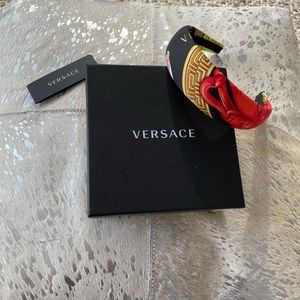Versace headband - red/gold/black/pink with box.